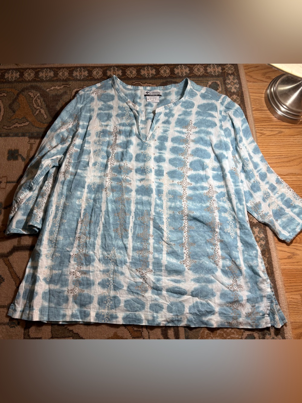 Columbia Light Blue & Cream Tie-Dye Lightweight Shirt Jacket
